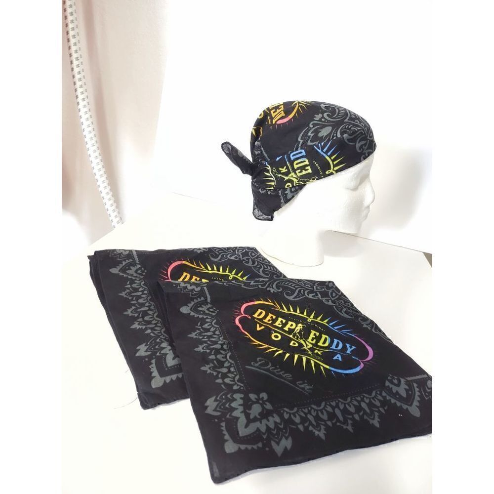 (3) Deep Eddy Vodka Black Scarves‎ Kerchiefs Square Biker Austin Texas Bandana